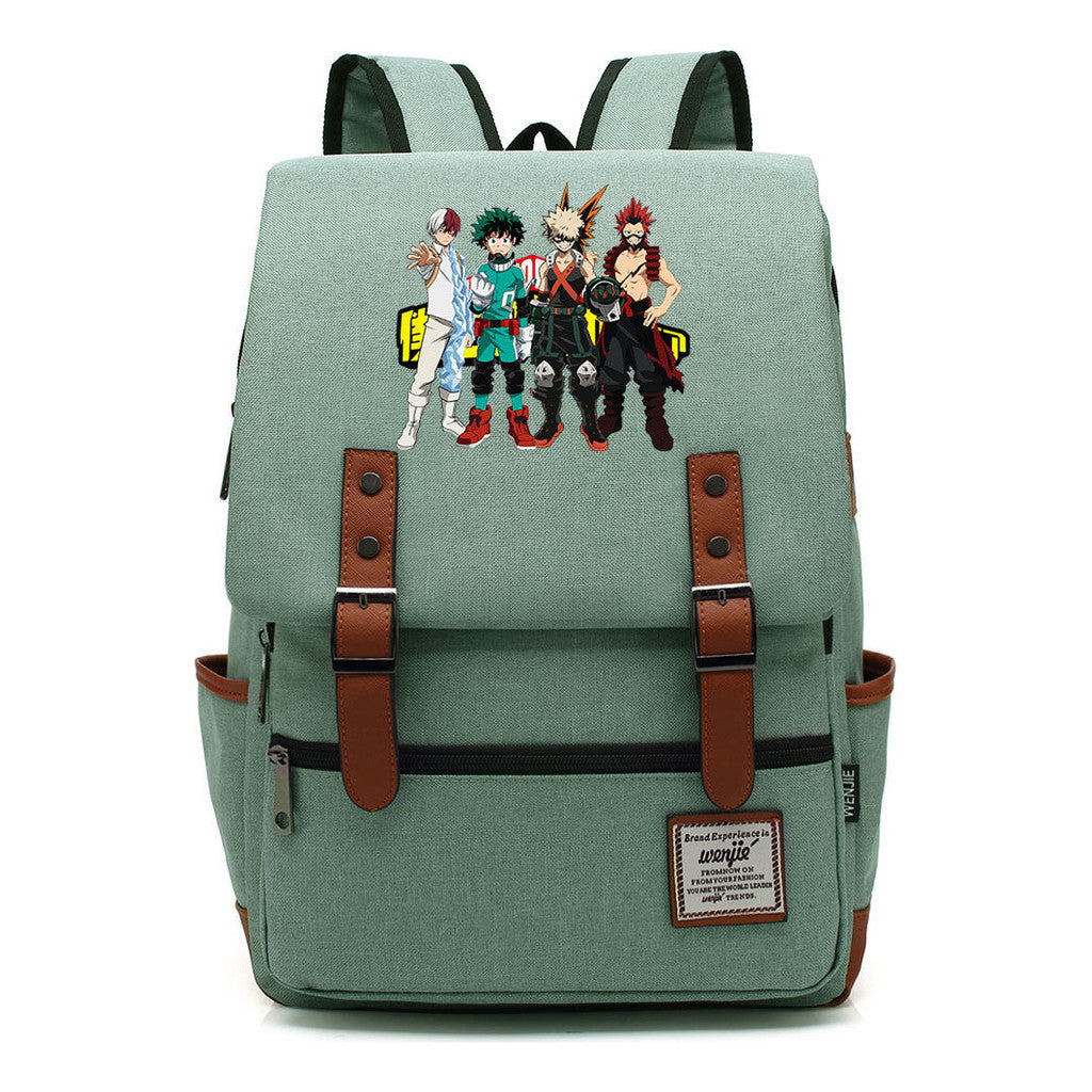 Anime My Heroes Academy Printed Youth Student Backpack Men's And Women's Leisure Belt Buckle Classic Backpack