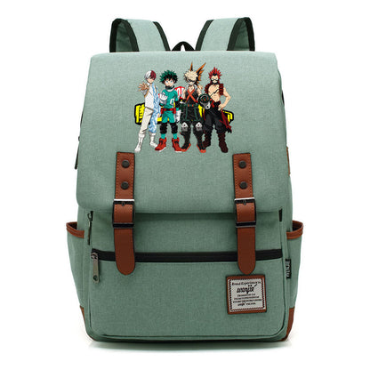 Anime My Heroes Academy Printed Youth Student Backpack Men's And Women's Leisure Belt Buckle Classic Backpack