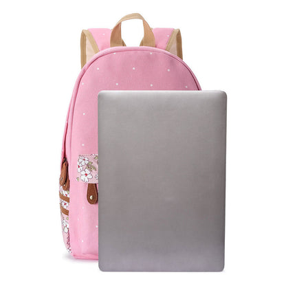 Toy Bear Game, Fashionable Print, Teenage Girl Student Backpack, Casual Canvas Backpack