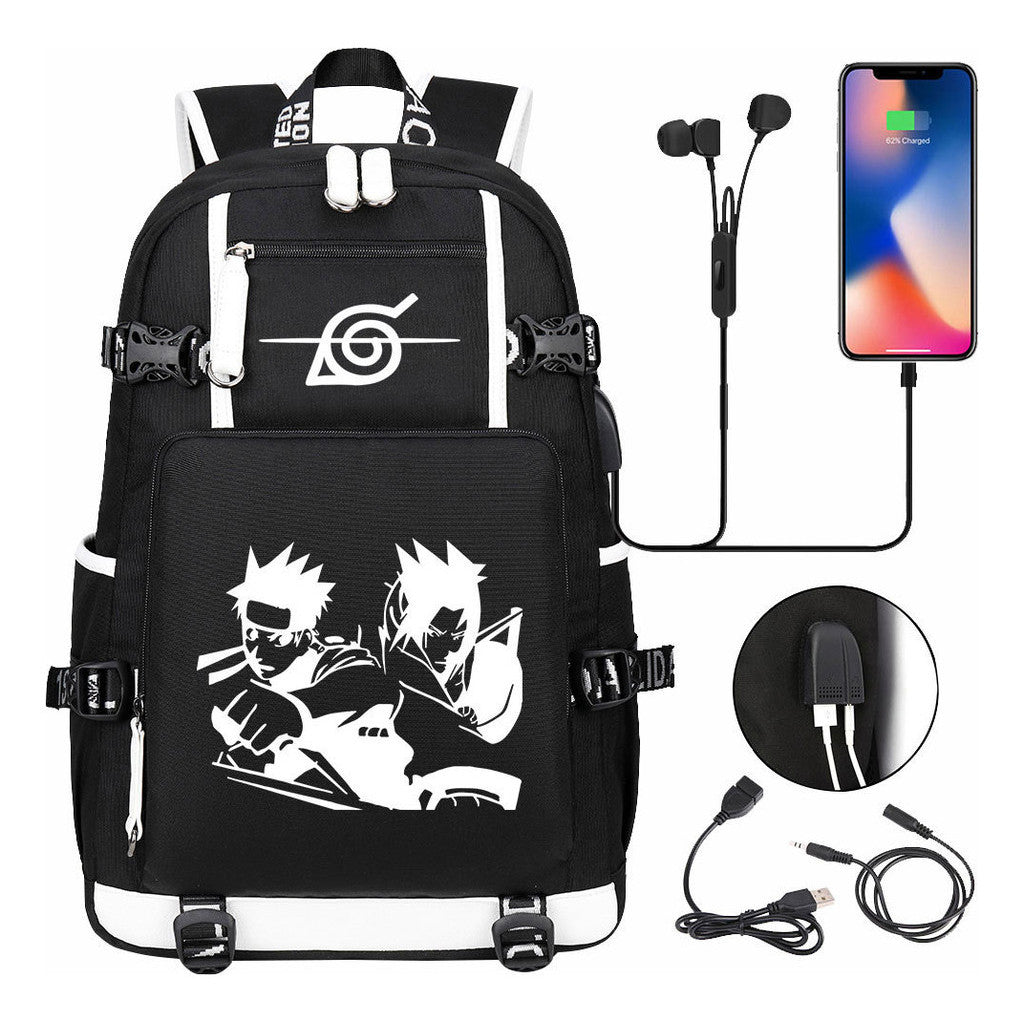 Naruto Usb Large Capacity Youth Student Backpack For Men And Women's Leisure Travel Backpack