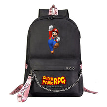 Super Mario Printed Usb Youth Student Backpack For Leisure Travel Backpack