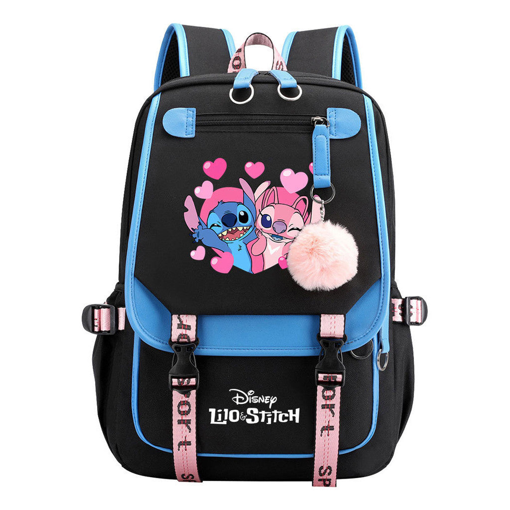 Interstellar Baby Stitch Usb Backpack For Boys And Girls Casual Woven Strap Flip Backpack