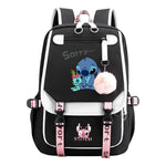 Interstellar Baby Stitch Usb Backpack For Men And Women, Casual Woven Strap Flip Back Backpack