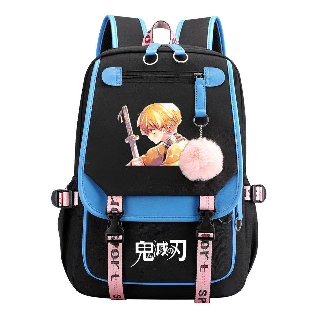 Cartoon Fashion Usb Youth School Bag For Boys And Girls Casual Ribbon Flip Backpack