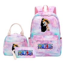 Cartoon Manga Pirate Wang Qing Student Girls School Bag Lunch Bag Three Piece Set Backpack Set