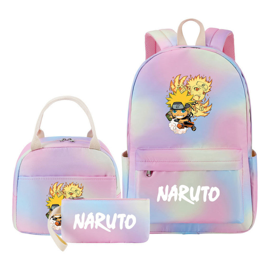 Naruto Teenage Student Girls School Bag Lunch Bag Three Piece Set Backpack Set