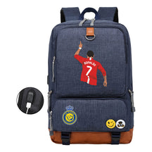 Football Star Cristiano Ronaldo Printed Usb Youth Student Backpack For Leisure Travel Backpack