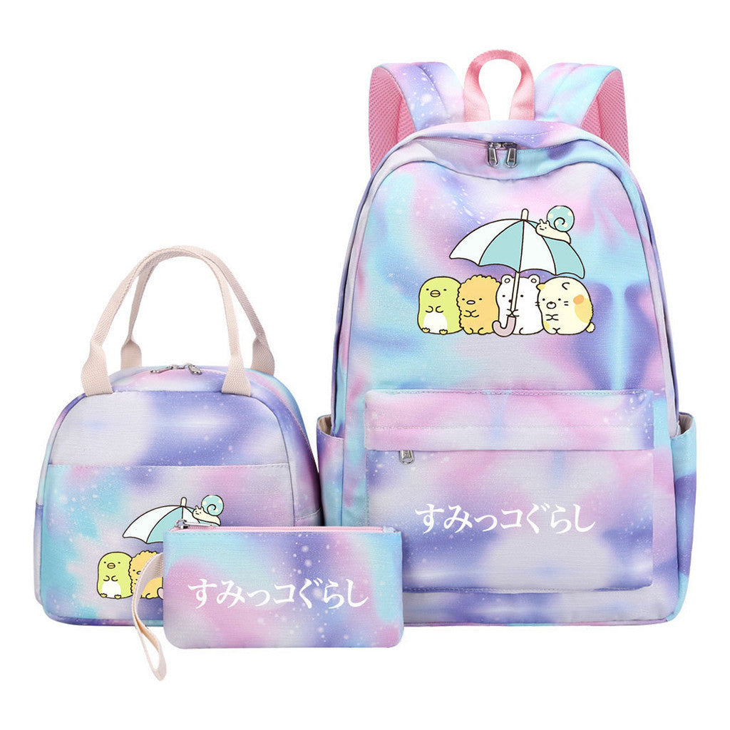Game Corner Biology Youth Student Girls School Bag Lunch Bag Three Piece Set Backpack Set