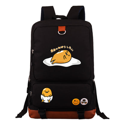 Cartoon Anime Lazy Egg Youth Student Backpack, Large Capacity Travel Bag, Boy's And Girl's Backpack