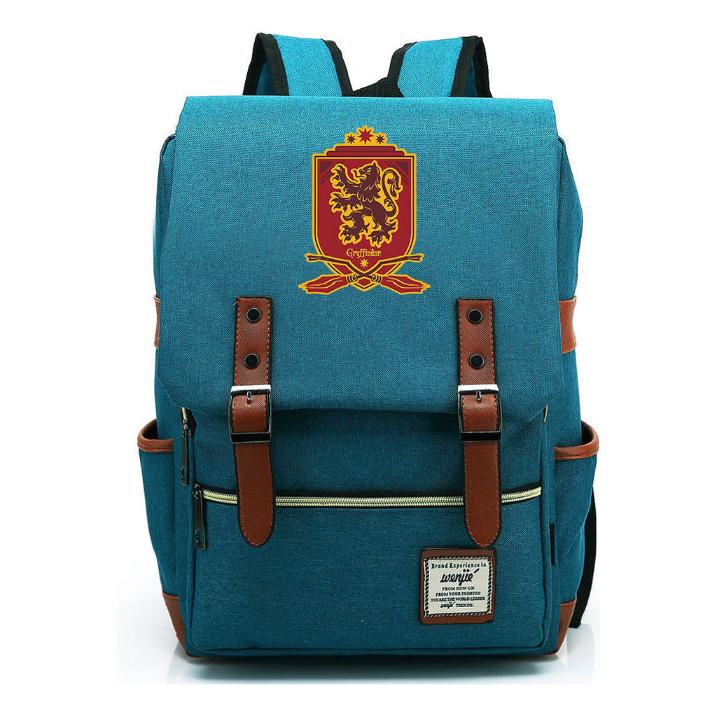 School Of Witchcraft And Wizardry Printed Youth Student Backpack For Men And Women, Casual Belt Buckle, Classic Backpack