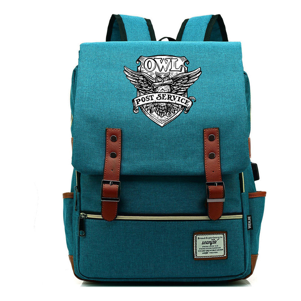 School Of Witchcraft And Wizardry Youth Student Backpack Usb Men's And Women's Leisure Belt Buckle Backpack
