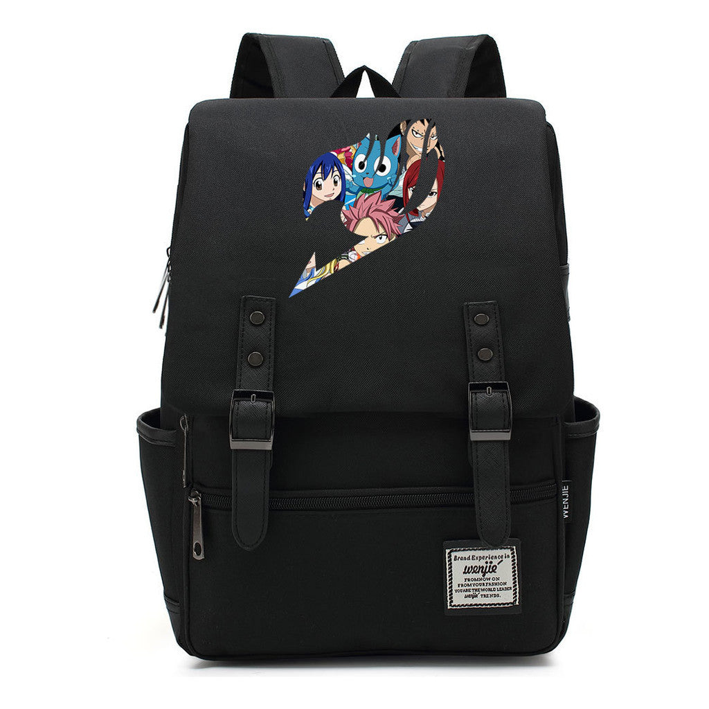 Printed Youth Student School Bag Casual Belt Buckle Classic Backpack