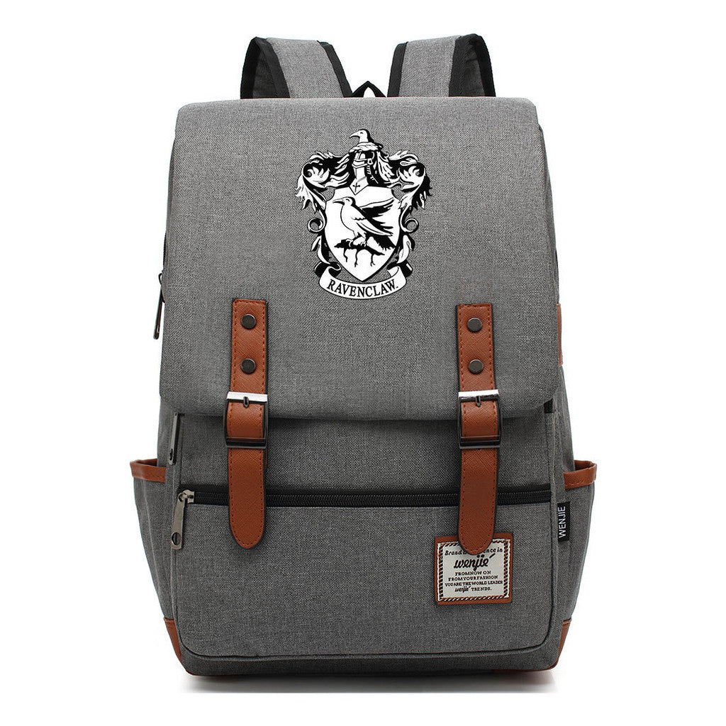 School Of Witchcraft And Wizardry Printed Youth School Bag Casual Belt Buckle Classic Backpack 38*27*12.5cm