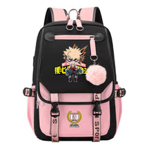 My Heroes Academy Usb Youth Student Backpack For Boys And Girls, Casual Woven Strap Flip Back Backpack
