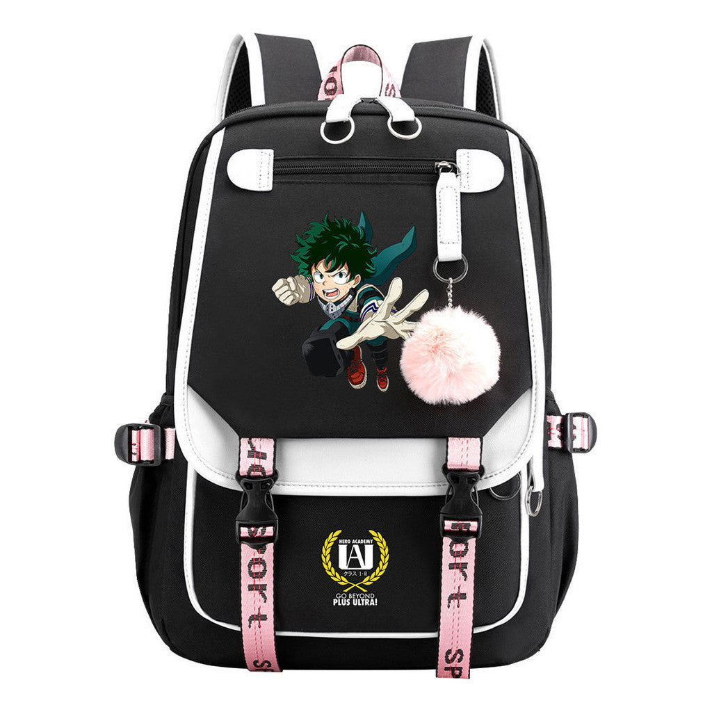 My Heroes Academy Usb Youth Student Backpack For Boys And Girls, Casual Woven Strap Flip Back Backpack