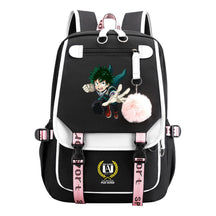 My Heroes Academy Usb Youth Student Backpack For Boys And Girls, Casual Woven Strap Flip Back Backpack