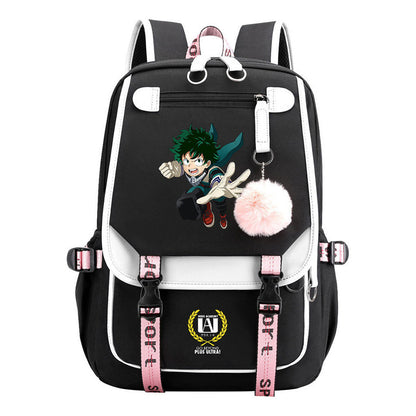 My Heroes Academy Usb Youth Student Backpack For Boys And Girls, Casual Woven Strap Flip Back Backpack
