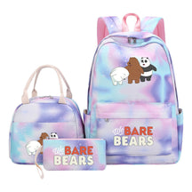 Cartoon Cute Three Bears Youth Student Girls School Bag Lunch Bag Three Piece Set Backpack Set