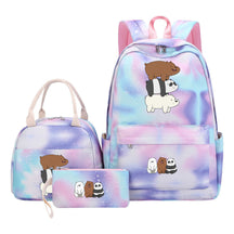 Cartoon Cute Three Cheap Bears Youth Student Girls School Bag Lunch Bag Three Piece Set Backpack Set