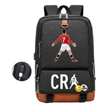 Football Star Cristiano Ronaldo Printed Usb Youth Primary And Secondary School Backpack For Boy And Girl's Leisure Travel Backpack