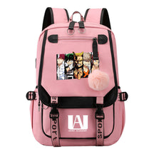 Comics My Heroes Academy Usb Student Backpack Casual Ribbon Flip Backpack