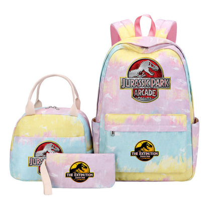 Jurassic Park Dinosaur Youth School Bag Lunch Bag Three Piece Set Backpack Set