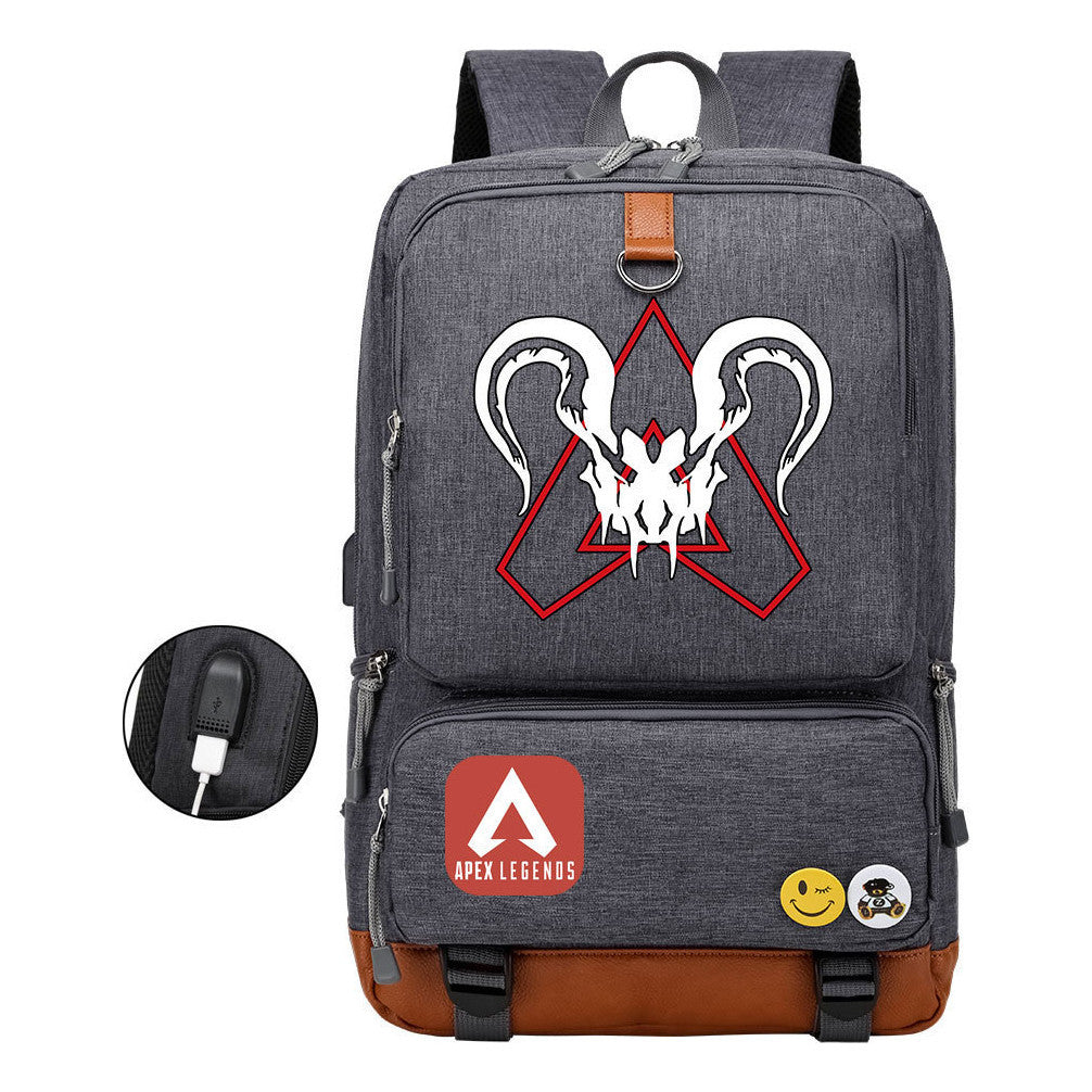 Apex Hero Print Usb Youth School Bag Leisure Travel Backpack
