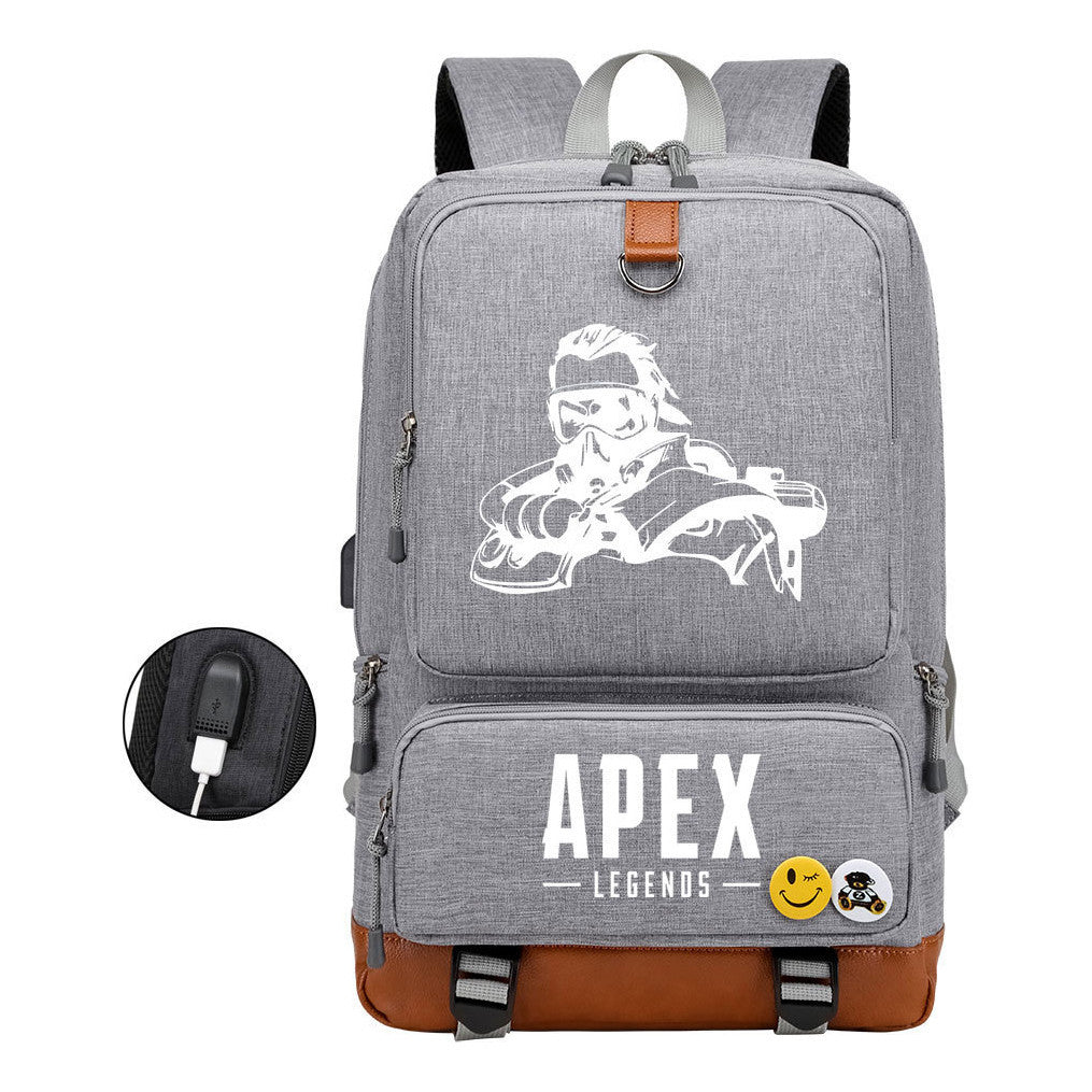 Apex Hero Print Usb Student Backpack Travel Backpack
