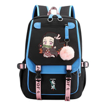 Comic Cartoon Fashion Usb Student Backpack Casual Woven Flap Backpack