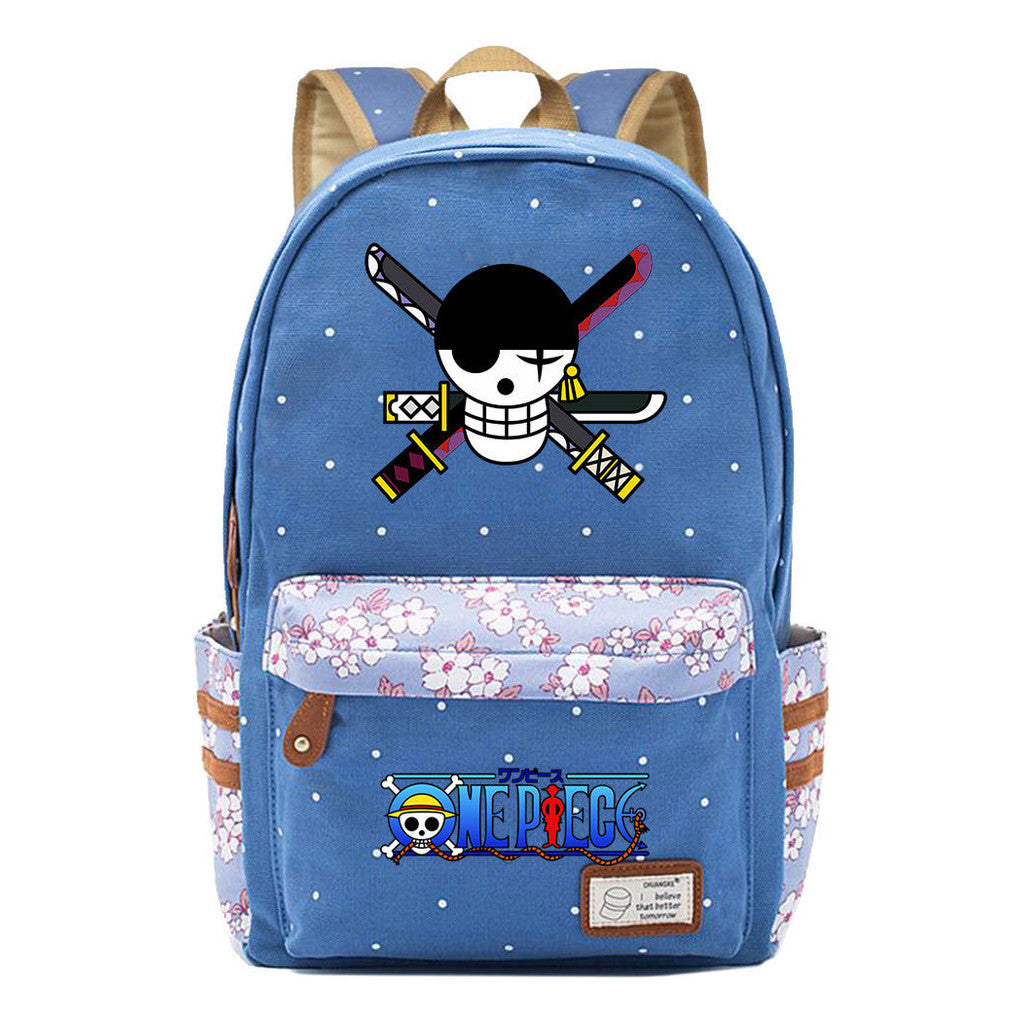 Anime Pirate Wang Lufei Printed Student School Bag Fragmented Flower Leisure Backpack