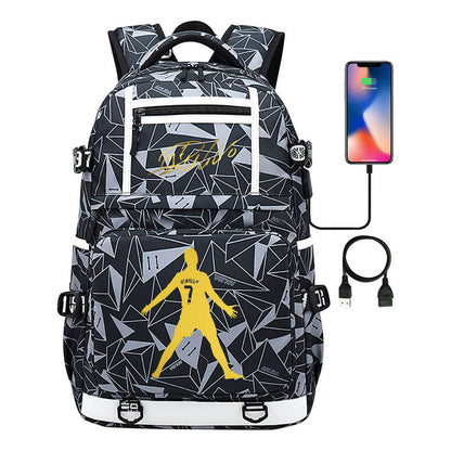 Sports Star Cristiano Ronaldo Usb Youth Student School Bag Men's And Women's Backpack Leisure Travel Bag