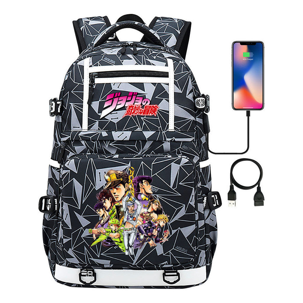 Comic Joe's Wonderful Adventure Print Usb Youth Student Backpack For Men And Women's Leisure Travel Backpack