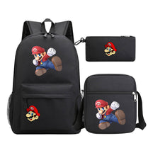 Super Mario Printed Student Backpack Three Piece Set For Men And Women's Backpack Set