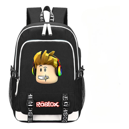 Game Roblox Printed Student Backpack Usb Casual Backpack Boys And Girls