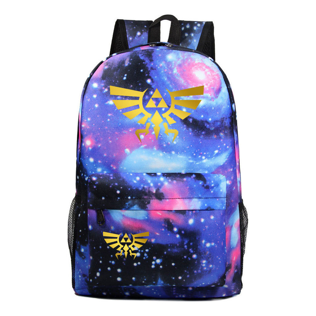 Golden Printed Youth Student Backpack Men And Women's Leisure Backpack