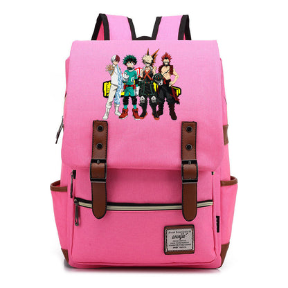 Anime My Heroes Academy Printed Youth Student Backpack Men's And Women's Leisure Belt Buckle Classic Backpack
