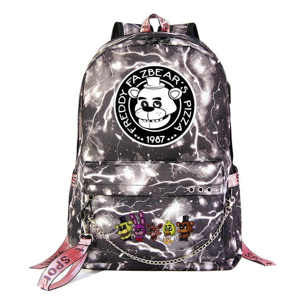 Toy Bear Game Usb Youth Student Backpack For Men And Women Leisure Travel Backpack