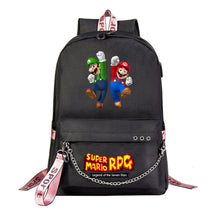 Super Mario Printed Usb Youth Student Backpack For Leisure Travel Backpack
