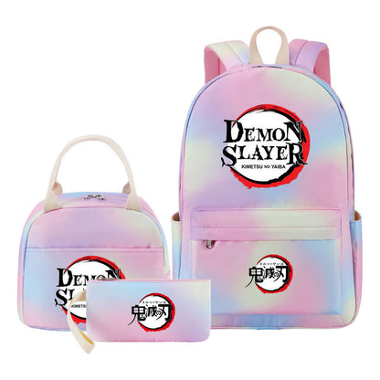 Cartoon Fashion Student Girls School Bag Lunch Bag Three Piece Set Backpack Set
