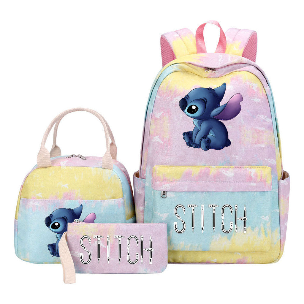 Interstellar Baby Stitch Student Girls School Bag Lunch Bag Three Piece Set Backpack Cover