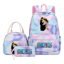 Cartoon Pirate King  Student Girl Backpack Lunch Bag Three Piece Set Backpack