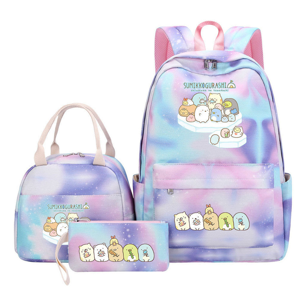 Game Corner Biology Student Girls School Bag Lunch Bag Three Piece Set Backpack Set