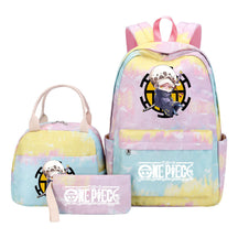 Cartoon Pirate King Youth Student Girls School Bag Lunch Bag Three Piece Set Backpack Set
