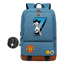 Football Star Cristiano Ronaldo Printed Usb Youth Student Backpack For Leisure Travel Backpack