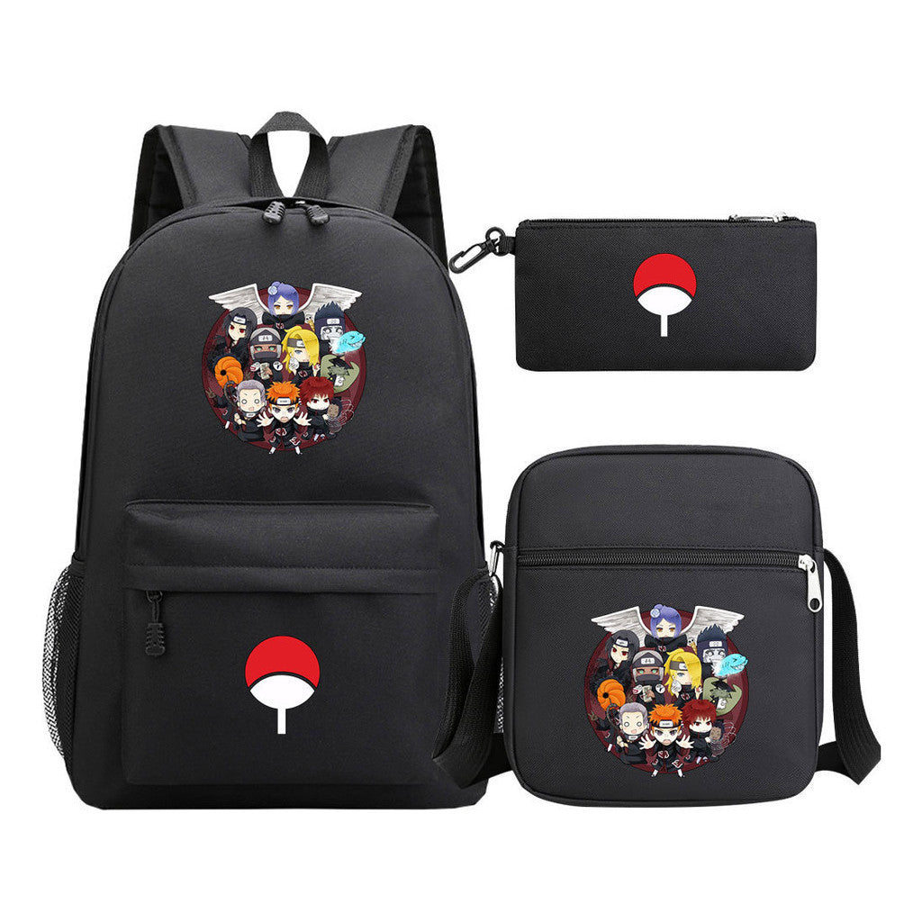 Anime Naruto Starry Sky Youth School Bag Three Piece Set For Men And Women Backpack Set