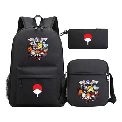 Anime Naruto Starry Sky Youth School Bag Three Piece Set For Men And Women Backpack Set