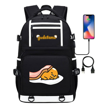 Cartoon Cartoon Lazy Egg Usb Student Backpack Backpack Leisure Travel Bag