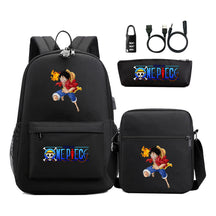 Cartoon Pirate King Usb Password Lock Youth Student Backpack Three Piece Set Backpack