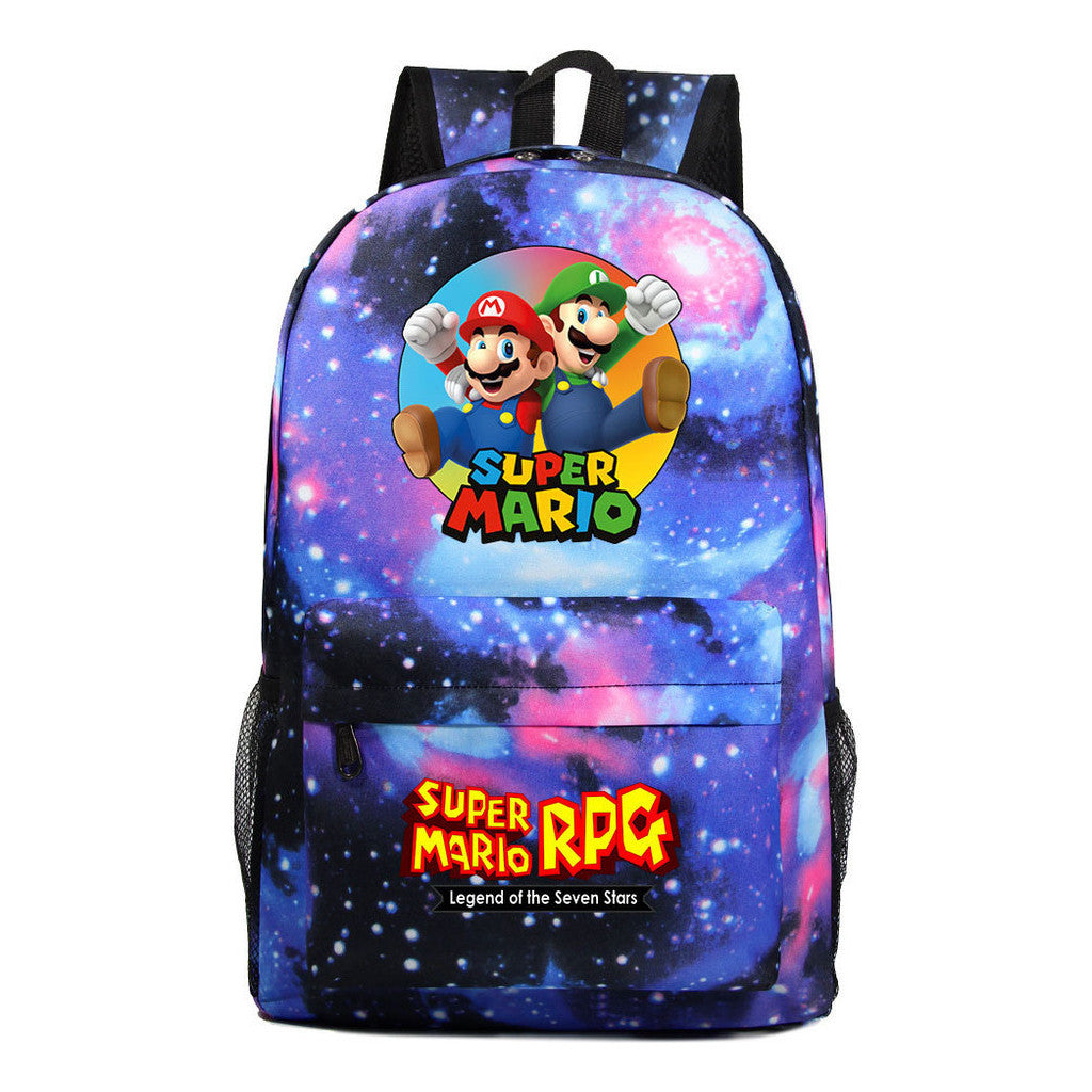 Super Mario Starry Sky Student Backpack For Men And Women's Leisure Travel Backpack