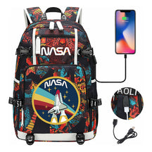 Nasa Fashion Printed Usb Student Backpack For Leisure Travel Backpack